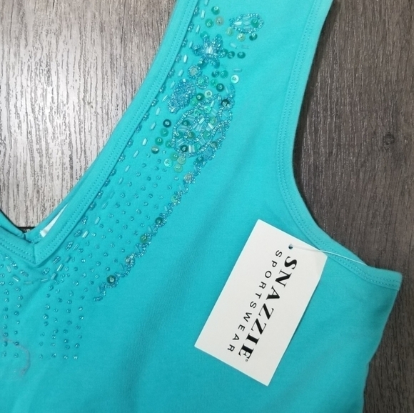 Vintage Snazzie Short Tank Top with Beaded Collar. - Picture 2 of 7